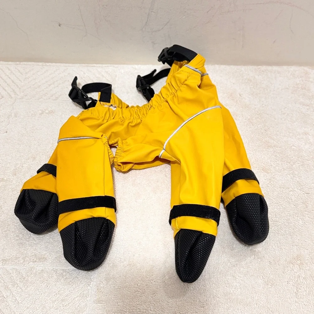 DogLemi Yellow Dog Raincoat Jumpsuit with Boots Size S